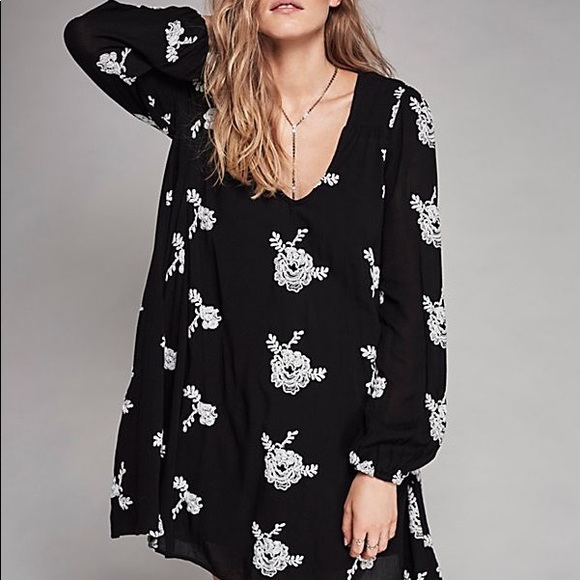 Free People Dresses & Skirts - Free People Black Embroidered Austin Swing Dress
